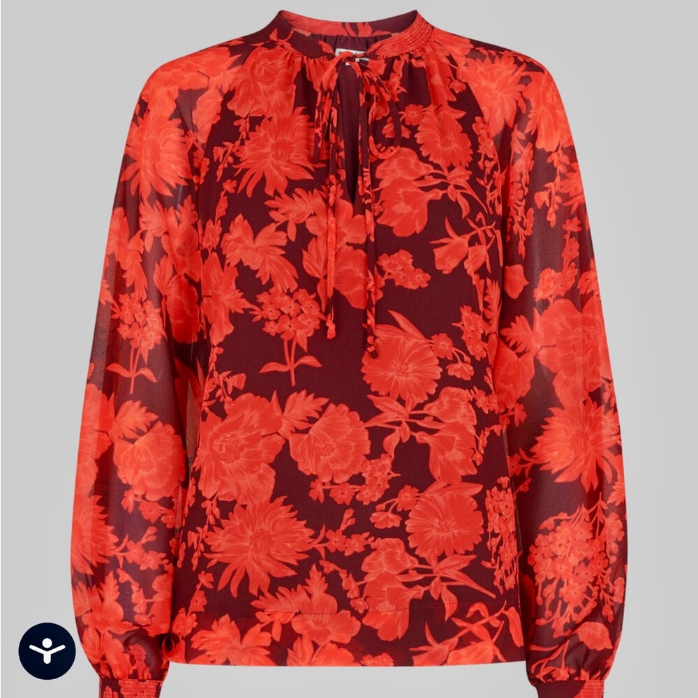 Whistles Red and Burgundy Floral Top